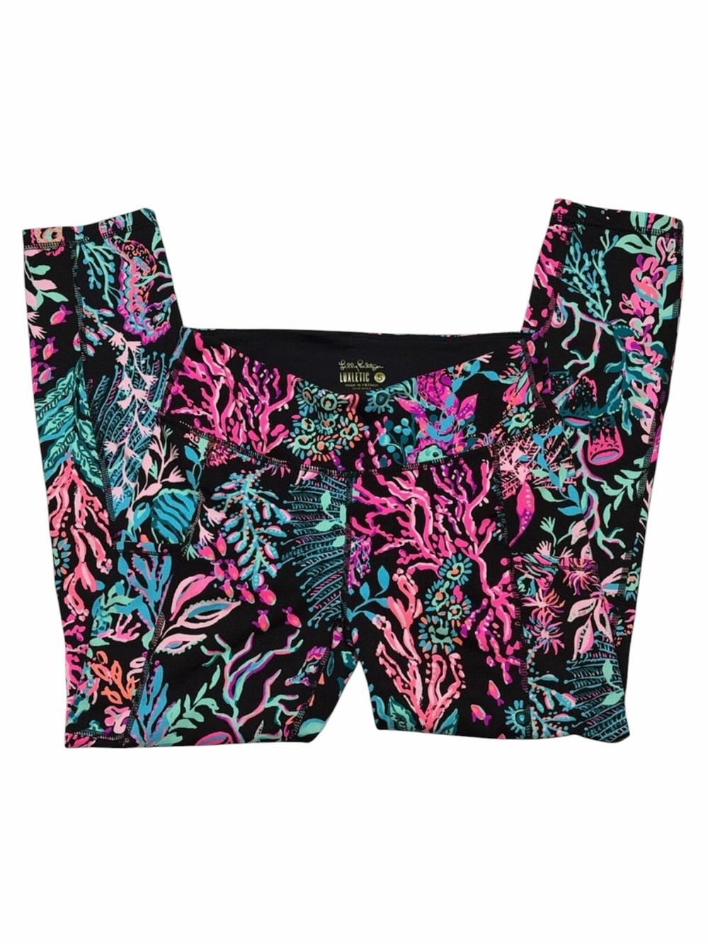 LILLY PULITZER Weekender Mid Rise Midi Leggings TWILIGHT CORAL- Small - Picture 5 of 14